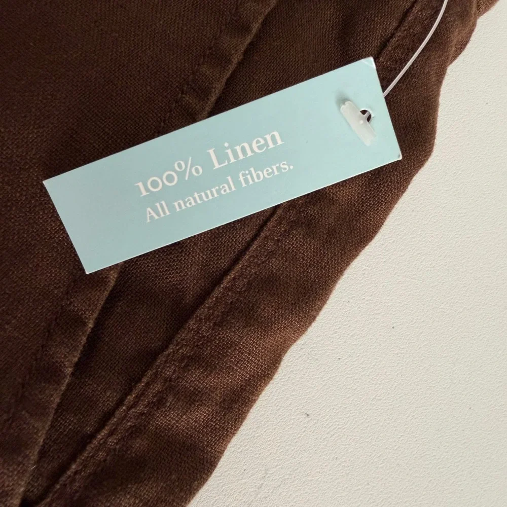 Apt 9 Mens Brown 100% Linen Flat Front Chino Shorts Size 40 NEW